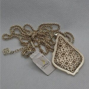 Kendra Scott Gold Filigree Teardrop Pendant Necklace